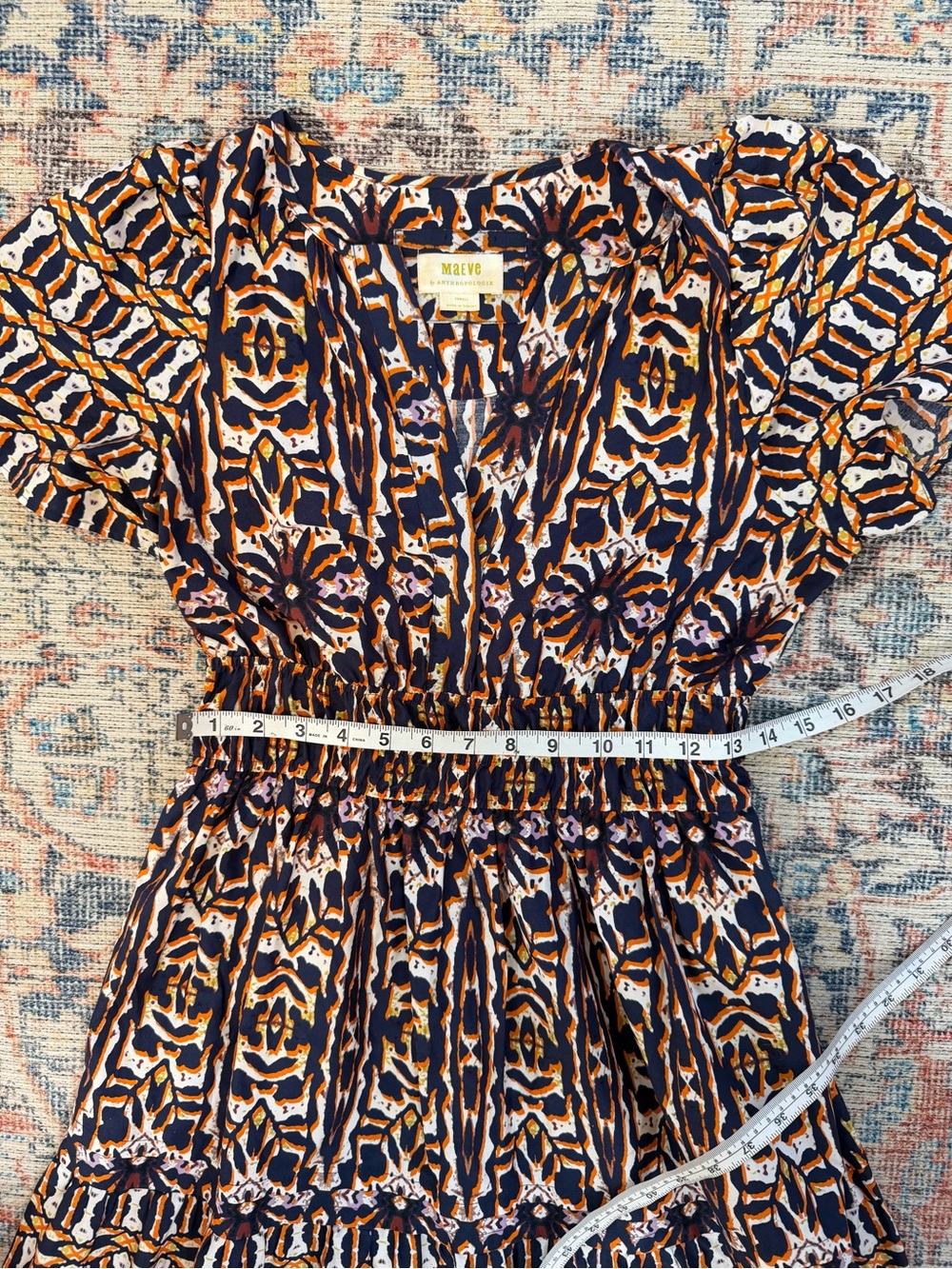 Anthropologie Maeve XS Somerset Boho Prairie 100% Cotton Sundress Midi Dress - Picture 12 of 14